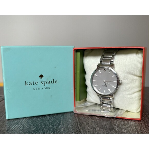 NEW Kate Spade NY Women\'s Stainless Steel Silver Crystal Watch Live Colorfully